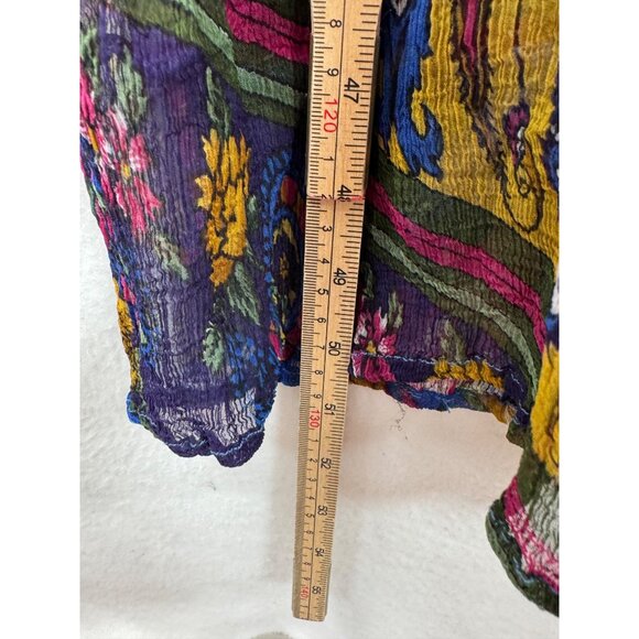 VTG Jasmine by KVM floral colorful crinkle button down maxi dress sz S - Picture 8 of 10